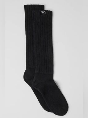 Alo Unisex Black Scrunch Sock, Size Small
